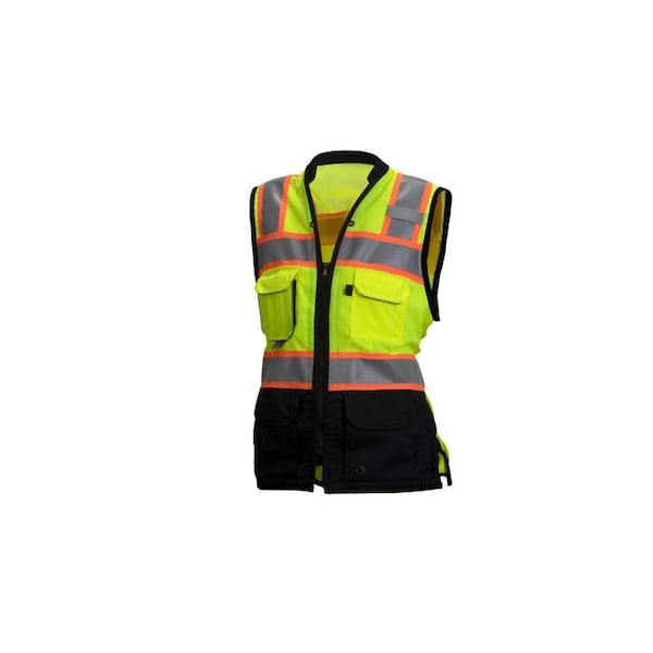 Women's Safety Vest, Class 2, Hi-Vis Lime, Size L